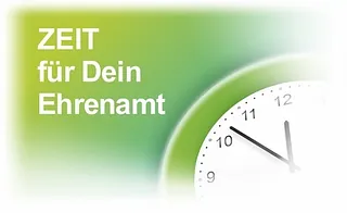 Uhr mit Text "ZEIT für Dein Ehrenamt".